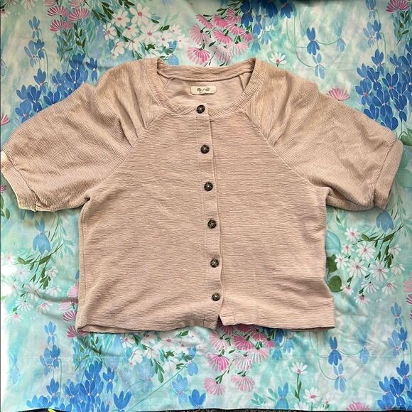 Madewell Draped/Ribbed Button Front Top - M - Picture 1 of 8